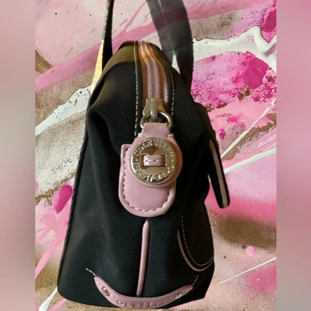 Cole Haan Black Nylon & Pink Leather Shoulder Bag